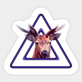 Geometric purple deer head triangle Sticker